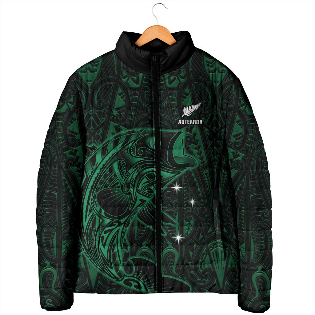 Custom New Zealand Fishing Padded Jacket Maori Tribal Pattern - Polynesian Pride