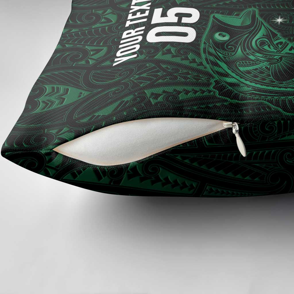 Custom New Zealand Fishing Pillow Cover Maori Tribal Pattern - Polynesian Pride