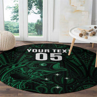 Custom New Zealand Fishing Round Carpet Maori Tribal Pattern - Polynesian Pride