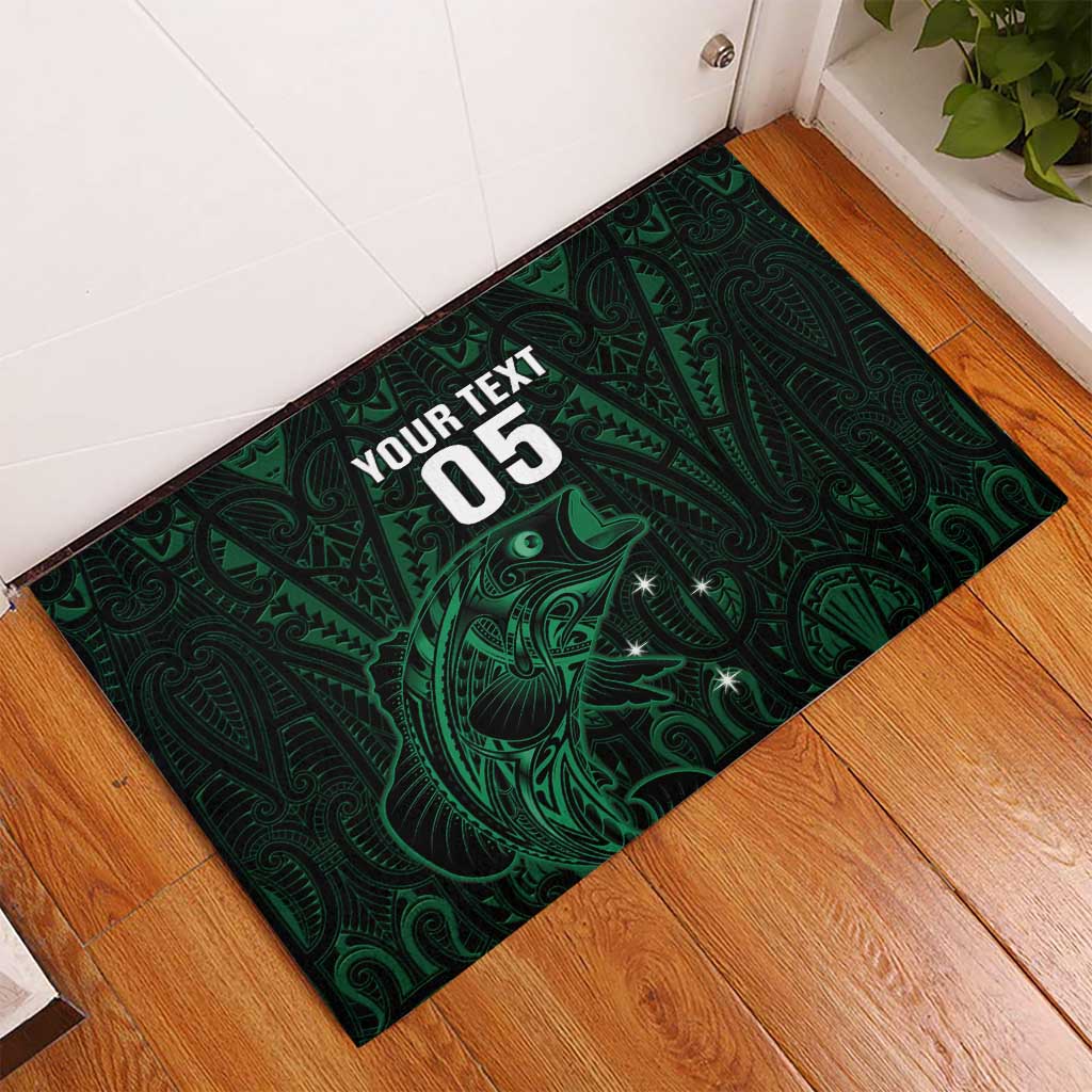 Custom New Zealand Fishing Rubber Doormat Maori Tribal Pattern - Polynesian Pride