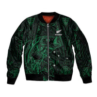 Custom New Zealand Fishing Sleeve Zip Bomber Jacket Maori Tribal Pattern - Polynesian Pride