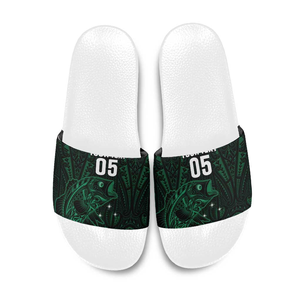 Custom New Zealand Fishing Slide Sandals Maori Tribal Pattern - Polynesian Pride