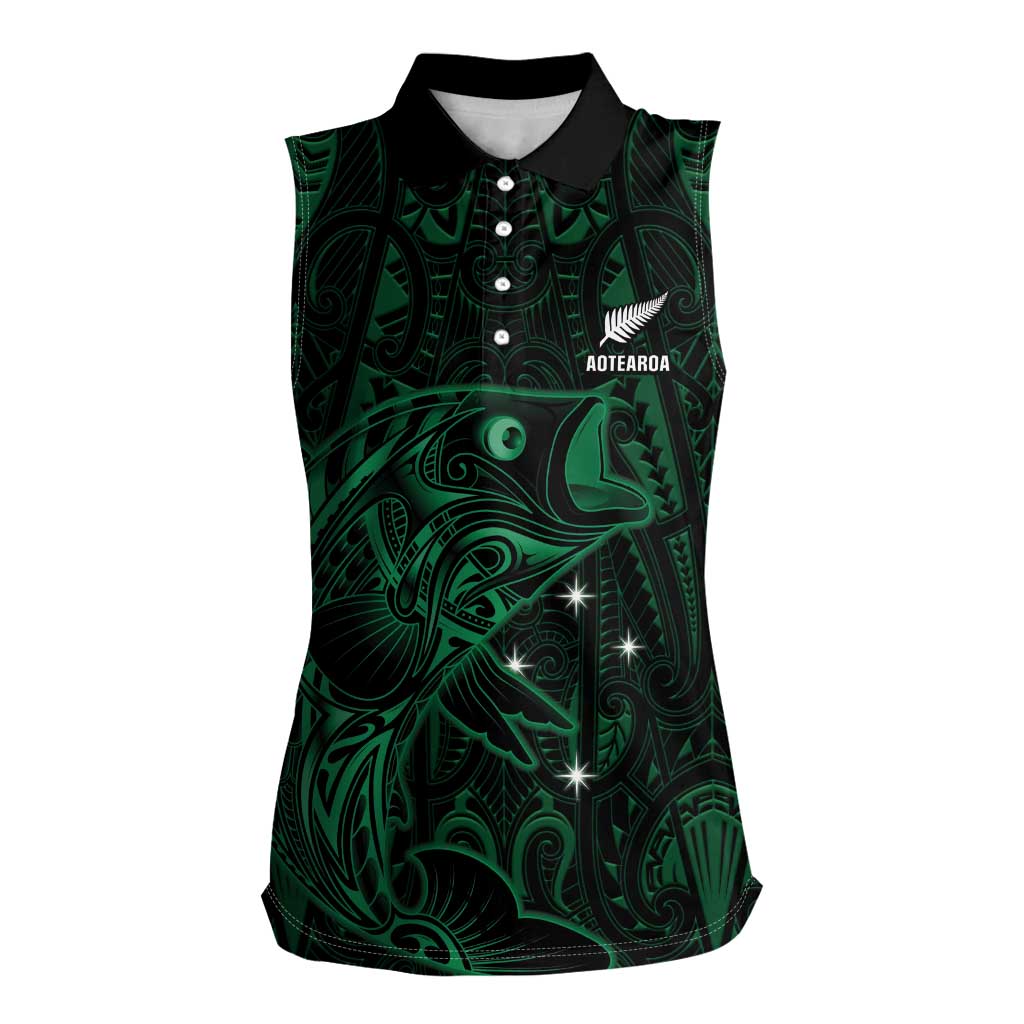 Custom New Zealand Fishing Women Sleeveless Polo Shirt Maori Tribal Pattern - Polynesian Pride
