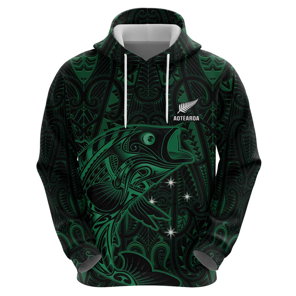Custom New Zealand Fishing Zip Hoodie Maori Tribal Pattern - Polynesian Pride