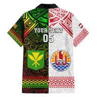 Custom Hawaii And Tahiti Family Matching Off Shoulder Long Sleeve Dress and Hawaiian Shirt Coat Of Arms Polynesian Pattern LT05 - Polynesian Pride