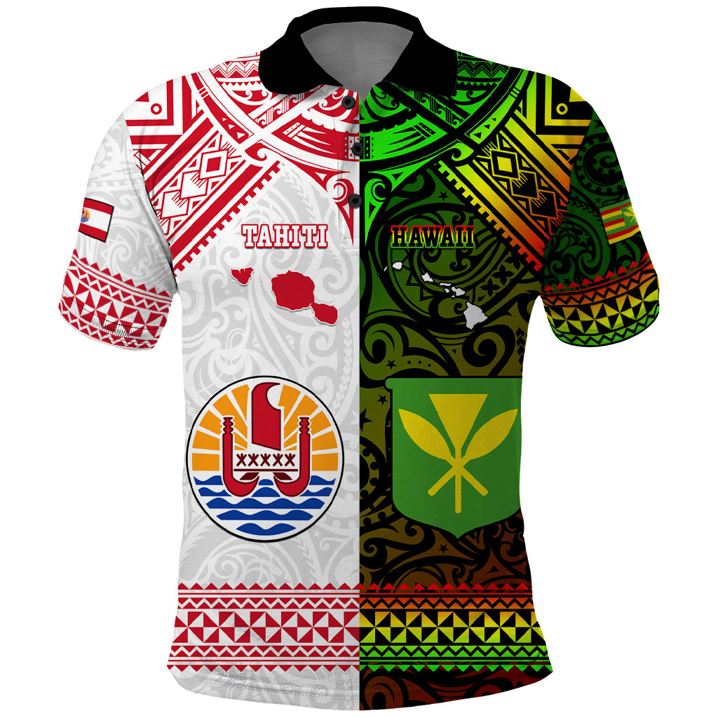 Custom Hawaii And Tahiti Polo Shirt Coat Of Arms Polynesian Pattern LT05 Reggae - Polynesian Pride