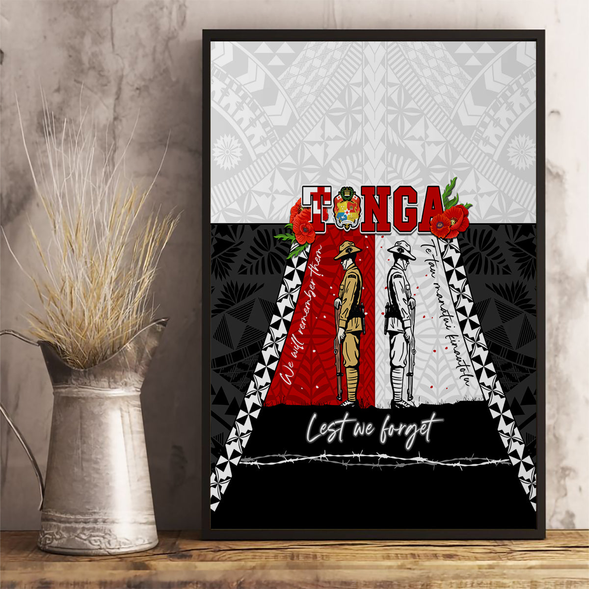 Tonga ANZAC Day Te Tau Manatui Kinautolu Canvas Wall Art Lest We Forget LT05 - Polynesian Pride
