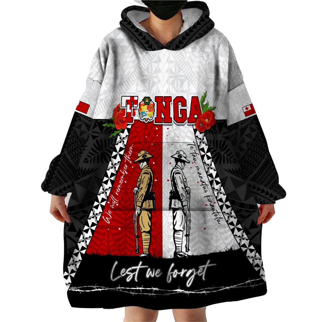 Personalised Tonga ANZAC Day Te Tau Manatui Kinautolu Wearable Blanket Hoodie Lest We Forget LT05 - Polynesian Pride