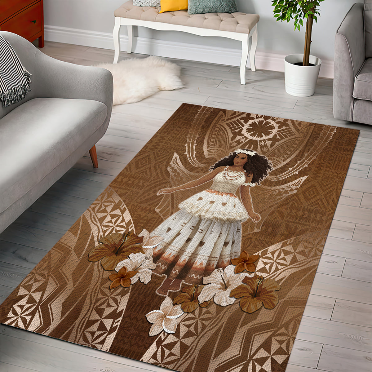 Bula Fiji Women's Day Area Rug With Fijian Tapa Pattern