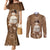 Bula Fiji Women's Day Couples Matching Mermaid Dress and Long Sleeve Button Shirt With Fijian Tapa Pattern LT05 Brown - Polynesian Pride