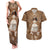 Bula Fiji Women's Day Couples Matching Tank Maxi Dress and Hawaiian Shirt With Fijian Tapa Pattern LT05 Brown - Polynesian Pride