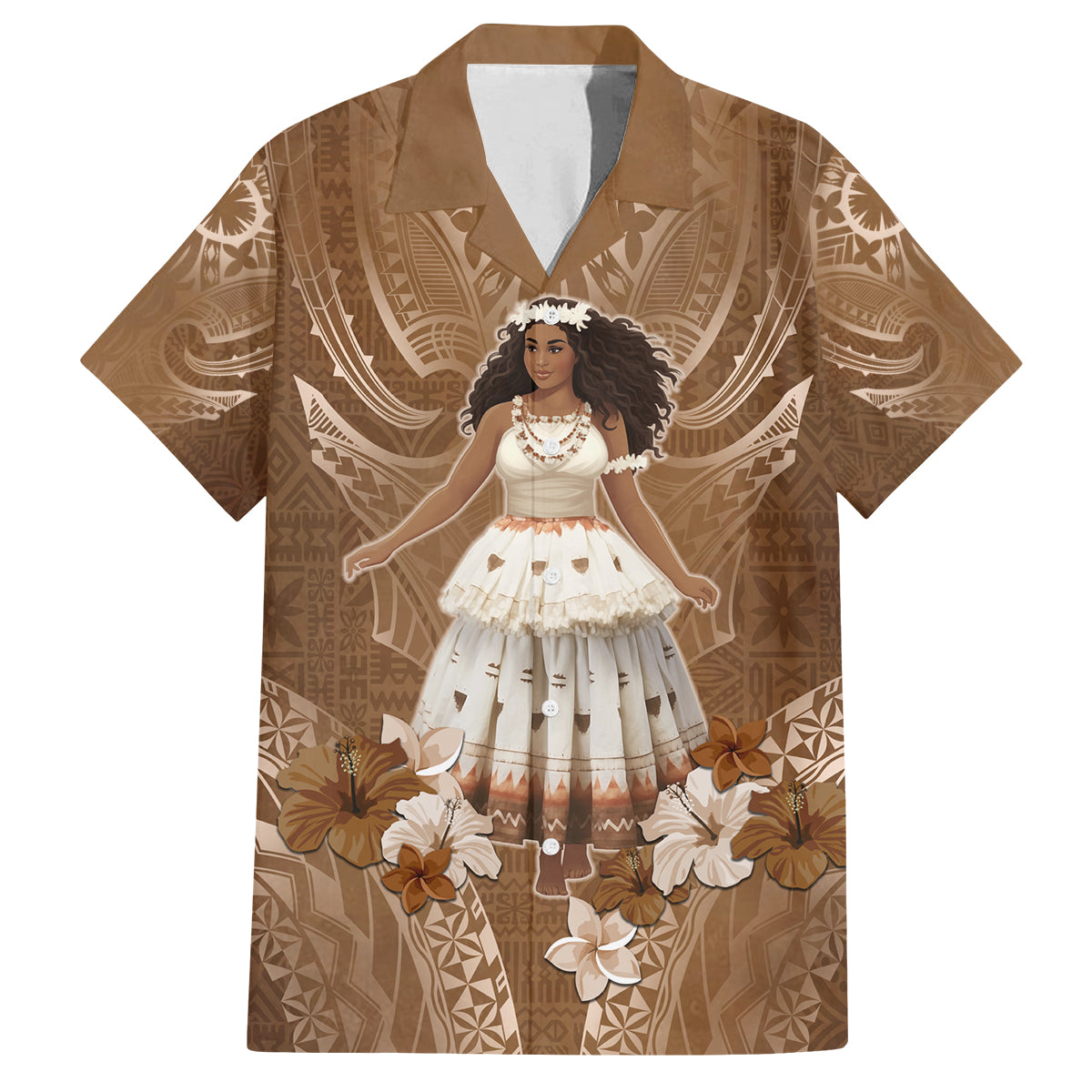 Bula Fiji Women's Day Family Matching Long Sleeve Bodycon Dress and Hawaiian Shirt With Fijian Tapa Pattern LT05 Dad's Shirt - Short Sleeve Brown - Polynesian Pride