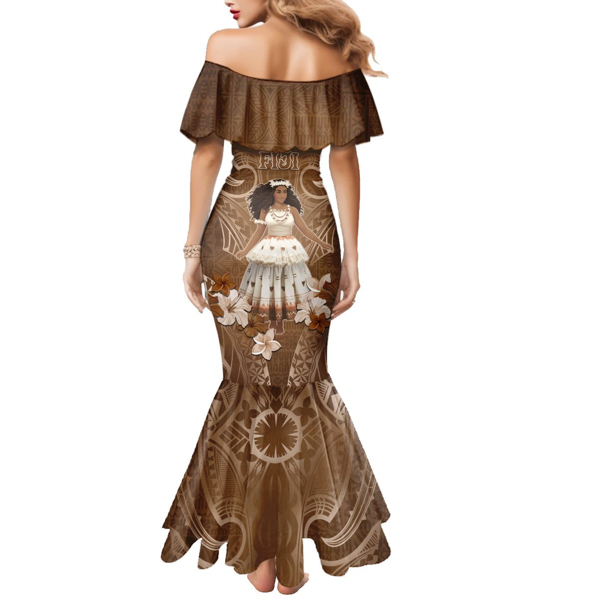 Bula Fiji Women's Day Family Matching Mermaid Dress and Hawaiian Shirt With Fijian Tapa Pattern LT05 - Polynesian Pride