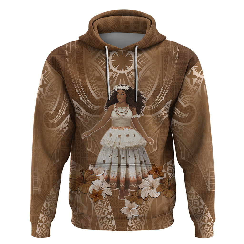 Bula Fiji Women's Day Hoodie With Fijian Tapa Pattern LT05 Pullover Hoodie Brown - Polynesian Pride