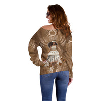 Bula Fiji Women's Day Off Shoulder Sweater With Fijian Tapa Pattern LT05 - Polynesian Pride