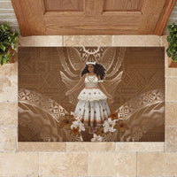 Bula Fiji Women's Day Rubber Doormat With Fijian Tapa Pattern