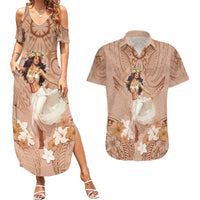Hawaii Women's Day Couples Matching Summer Maxi Dress and Hawaiian Shirt With Polynesian Pattern LT05 Brown - Polynesian Pride
