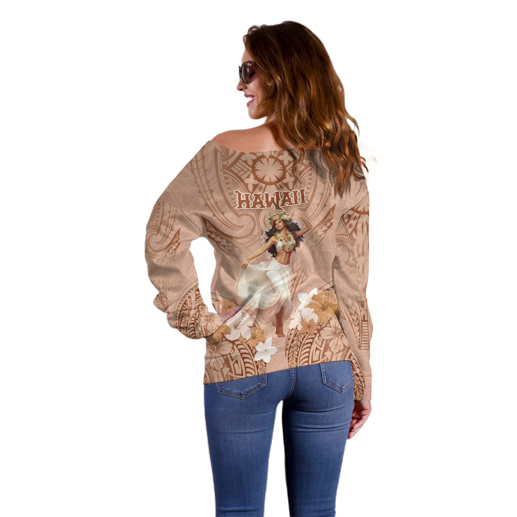 Hawaii Women's Day Off Shoulder Sweater With Polynesian Pattern LT05 - Polynesian Pride