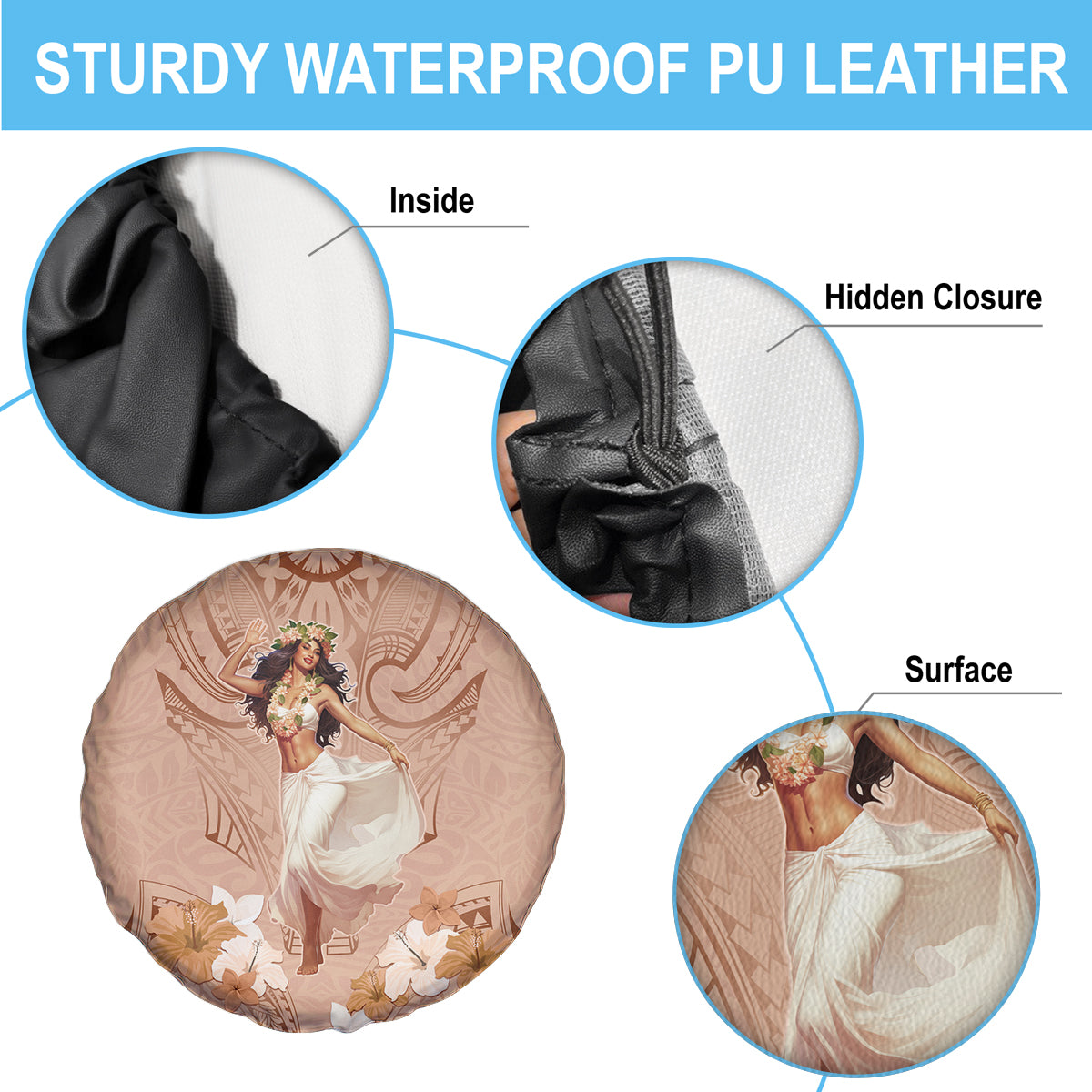 Hawaii Women's Day Spare Tire Cover With Polynesian Pattern