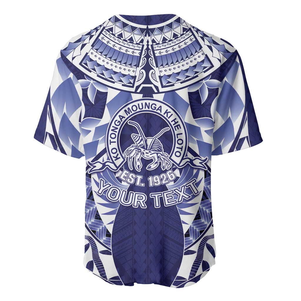 Personalised Tonga Queen Salote College Baseball Jersey Centenary Navy Version