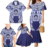 Personalised Tonga Queen Salote College Family Matching Mermaid Dress and Hawaiian Shirt Centenary Navy Version