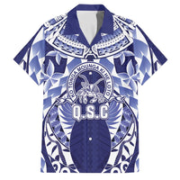 Personalised Tonga Queen Salote College Family Matching Off The Shoulder Long Sleeve Dress and Hawaiian Shirt Centenary Navy Version LT05 Dad's Shirt - Short Sleeve Navy - Polynesian Pride