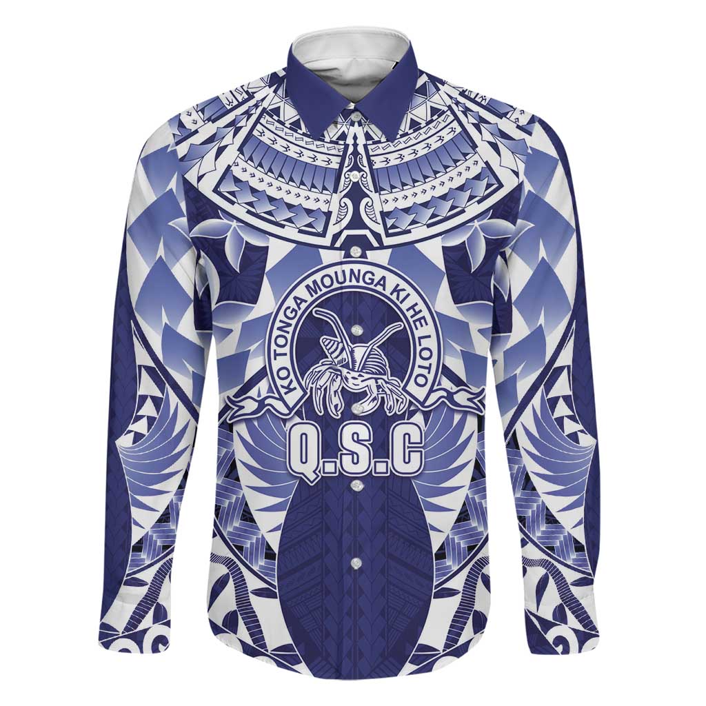 Personalised Tonga Queen Salote College Family Matching Off The Shoulder Long Sleeve Dress and Hawaiian Shirt Centenary Navy Version LT05 Dad's Shirt - Long Sleeve Navy - Polynesian Pride