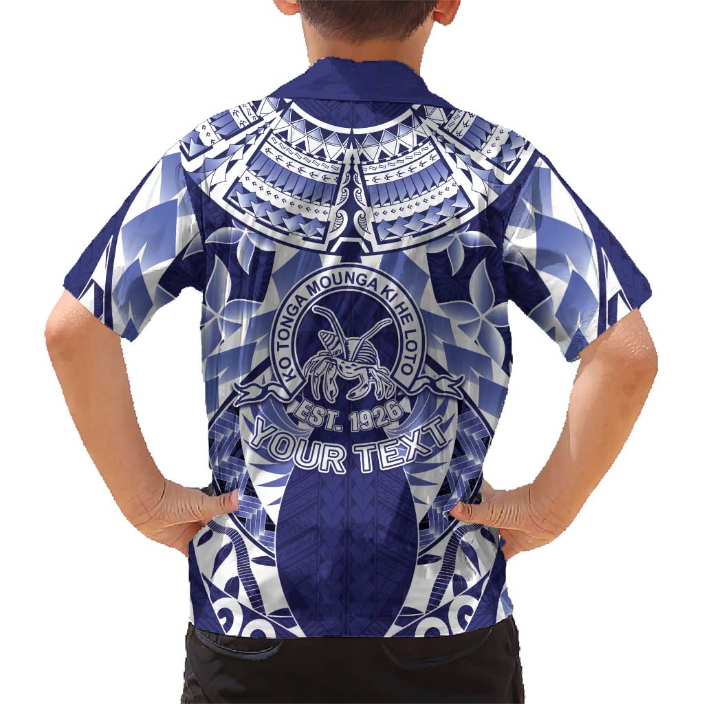 Personalised Tonga Queen Salote College Family Matching Tank Maxi Dress and Hawaiian Shirt Centenary Navy Version