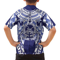 Personalised Tonga Queen Salote College Family Matching Tank Maxi Dress and Hawaiian Shirt Centenary Navy Version