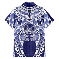 Personalised Tonga Queen Salote College Family Matching Tank Maxi Dress and Hawaiian Shirt Centenary Navy Version