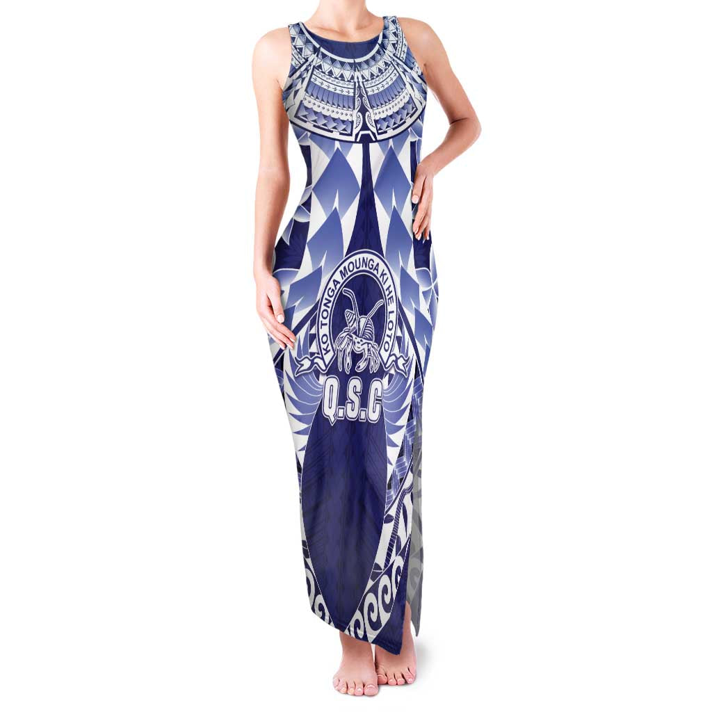 Personalised Tonga Queen Salote College Family Matching Tank Maxi Dress and Hawaiian Shirt Centenary Navy Version