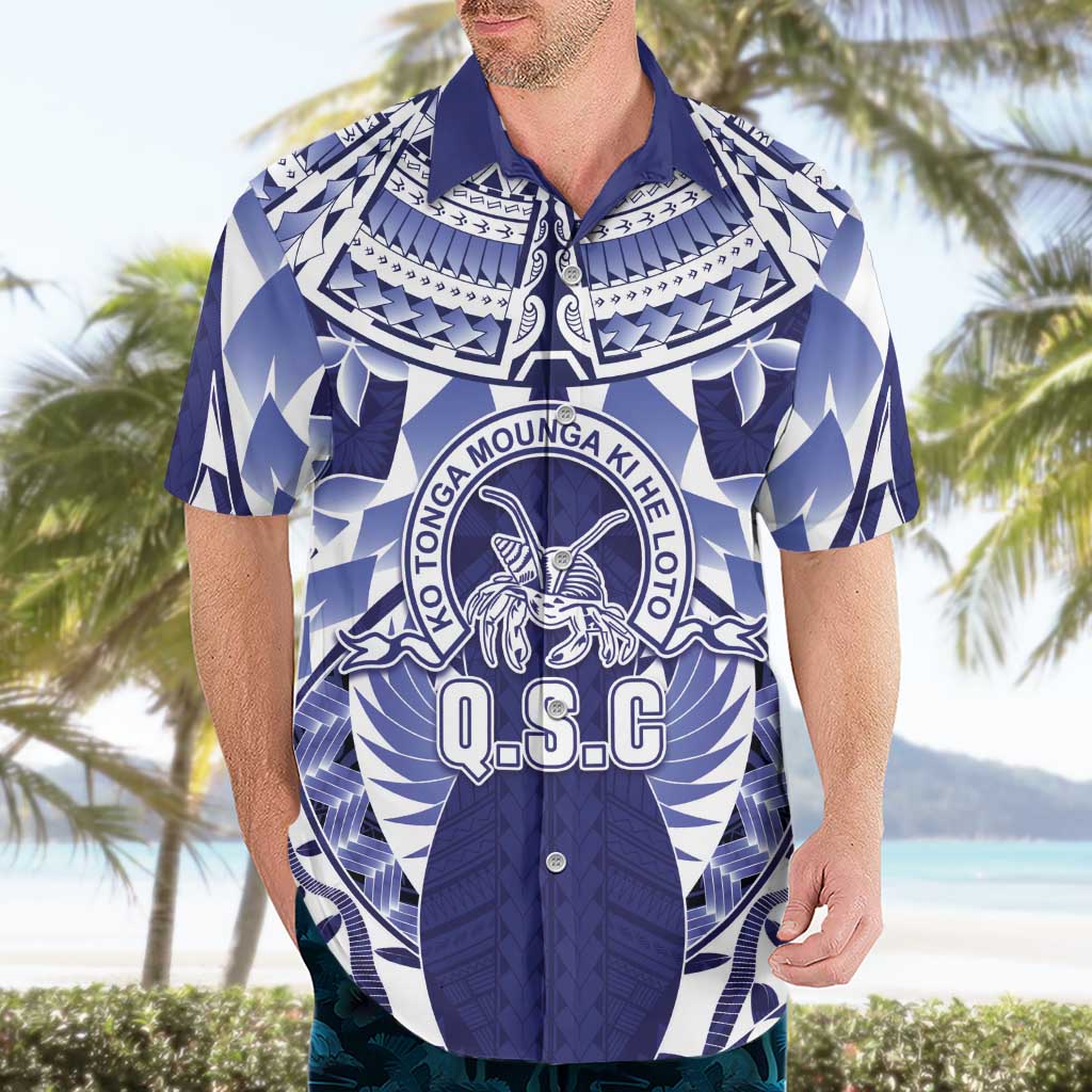 Personalised Tonga Queen Salote College Hawaiian Shirt Centenary Navy Version