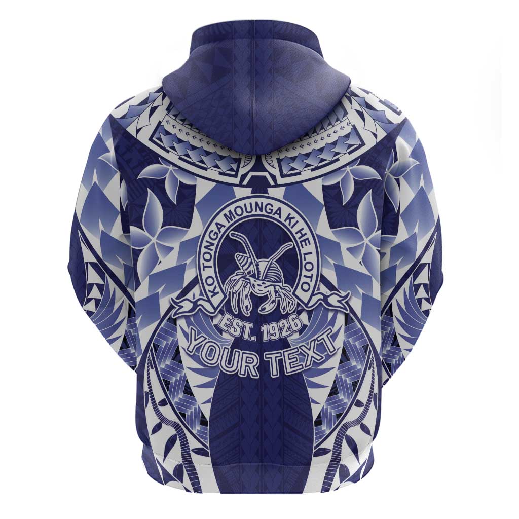 Personalised Tonga Queen Salote College Hoodie Centenary Navy Version