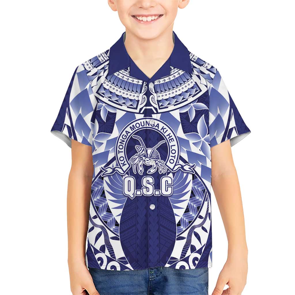 Personalised Tonga Queen Salote College Kid Hawaiian Shirt Centenary Navy Version