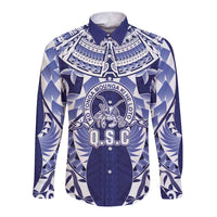 Personalised Tonga Queen Salote College Long Sleeve Button Shirt Centenary Navy Version