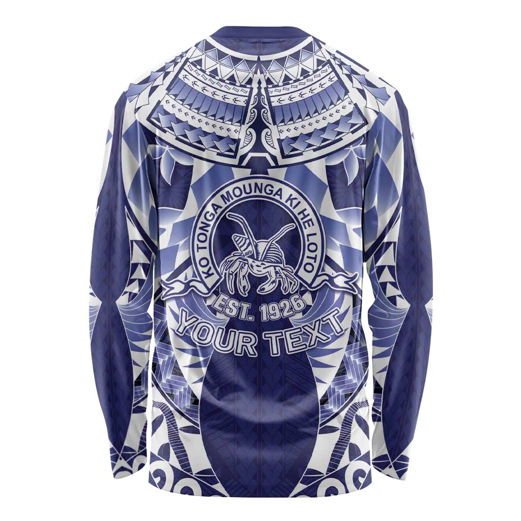 Personalised Tonga Queen Salote College Long Sleeve Shirt Centenary Navy Version