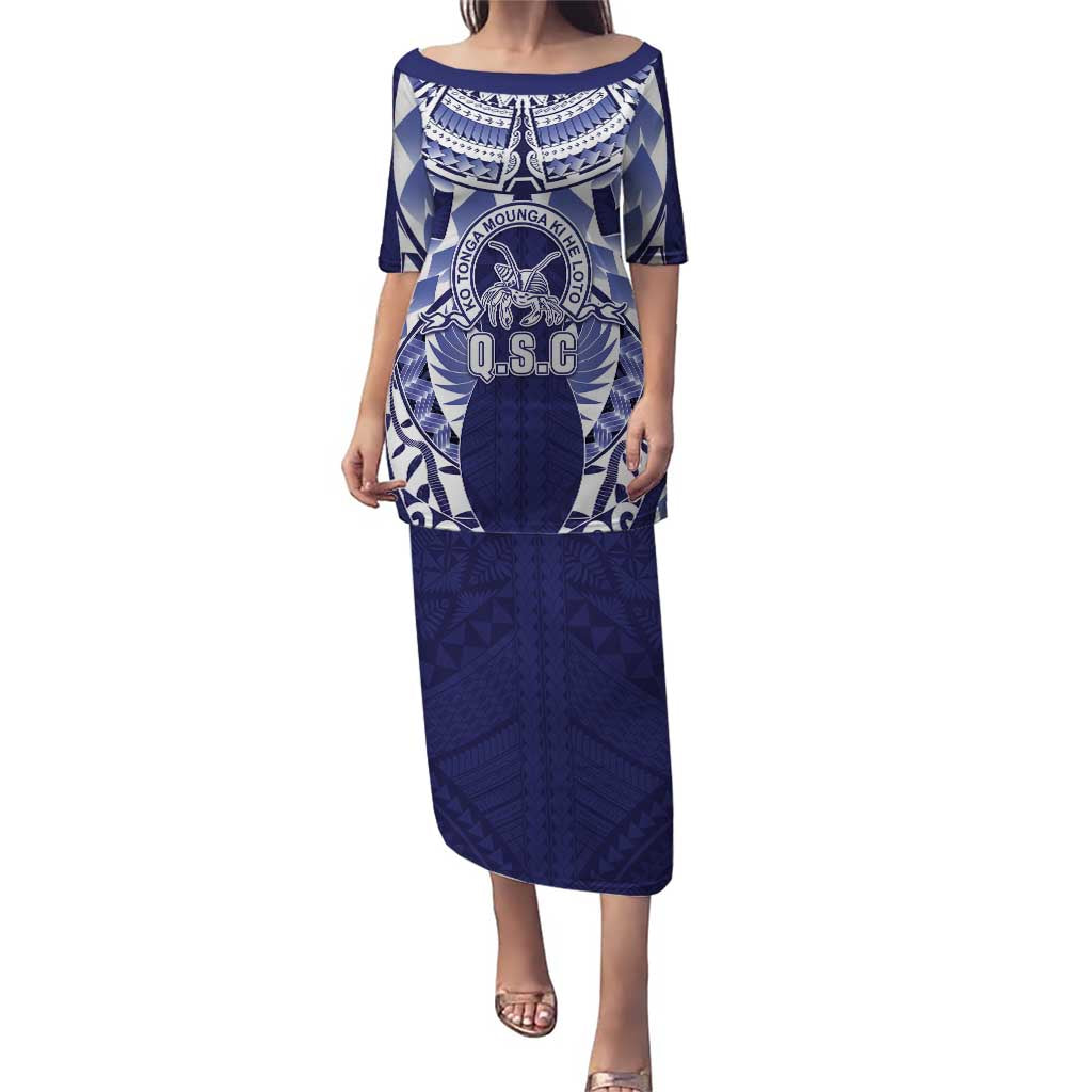 Personalised Tonga Queen Salote College Puletasi Centenary Navy Version