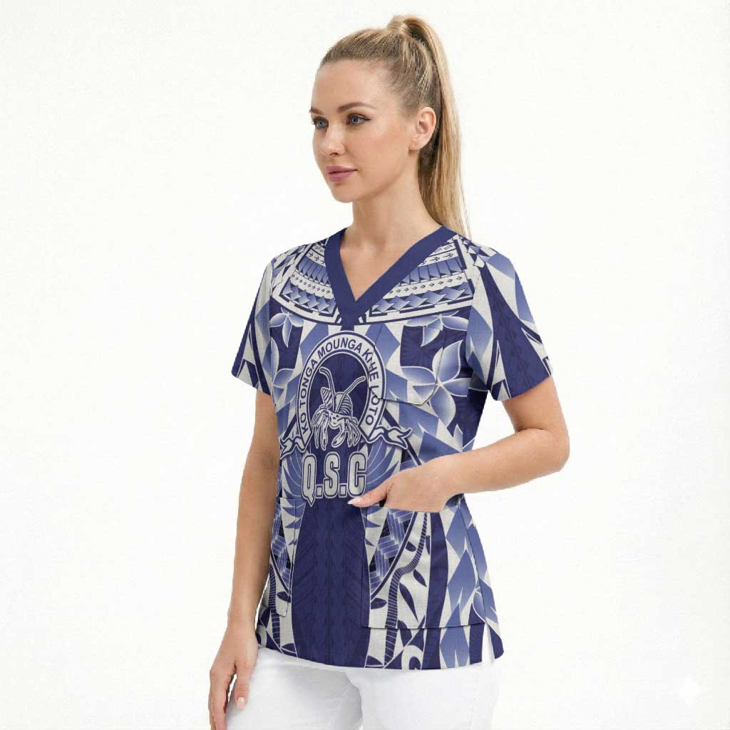 Personalised Tonga Queen Salote College Scrub Top Centenary Navy Version