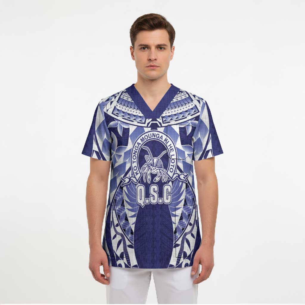 Personalised Tonga Queen Salote College Scrub Top Centenary Navy Version