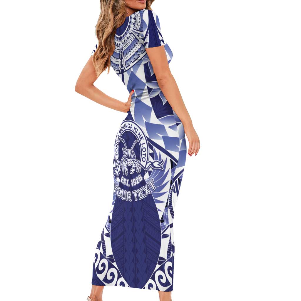 Personalised Tonga Queen Salote College Short Sleeve Bodycon Dress Centenary Navy Version