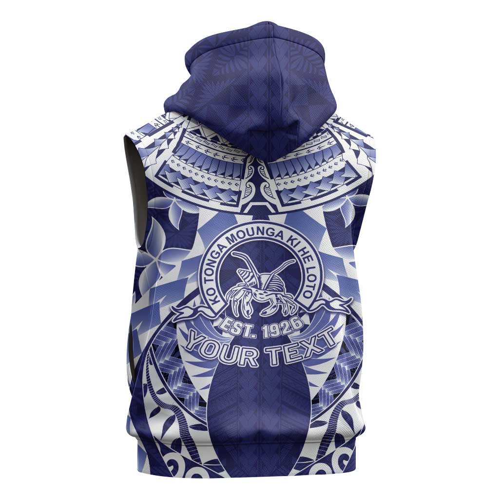 Personalised Tonga Queen Salote College Sleeveless Hoodie Centenary Navy Version