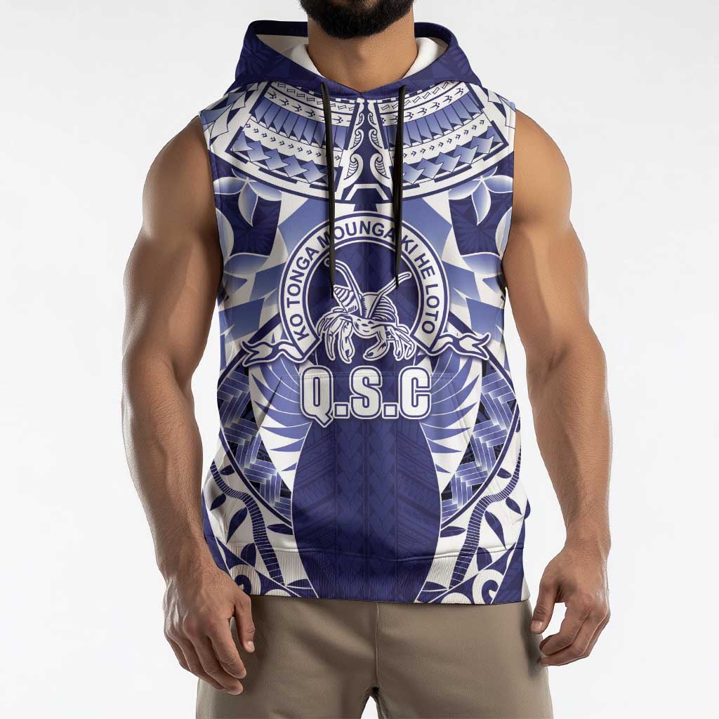 Personalised Tonga Queen Salote College Sleeveless Hoodie Centenary Navy Version