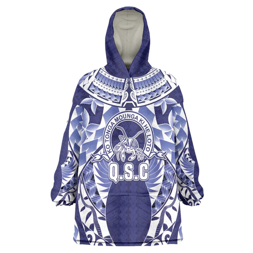 Personalised Tonga Queen Salote College Wearable Blanket Hoodie Centenary Navy Version