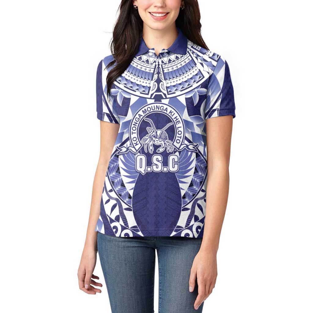 Personalised Tonga Queen Salote College Women Polo Shirt Centenary Navy Version