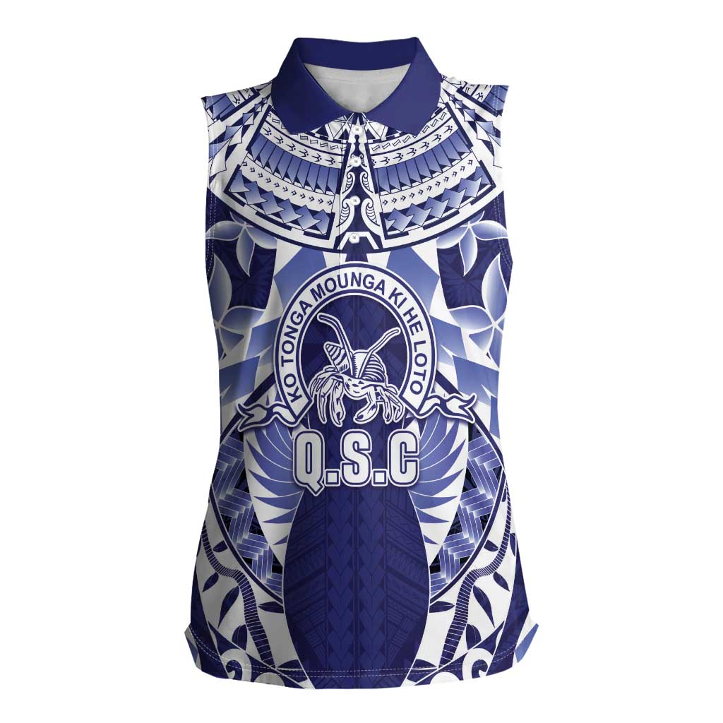 Personalised Tonga Queen Salote College Women Sleeveless Polo Shirt Centenary Navy Version