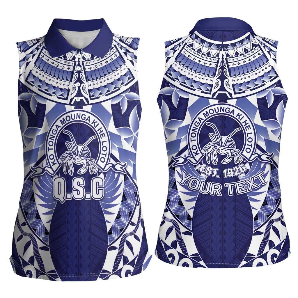 Personalised Tonga Queen Salote College Women Sleeveless Polo Shirt Centenary Navy Version