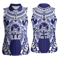 Personalised Tonga Queen Salote College Women Sleeveless Polo Shirt Centenary Navy Version