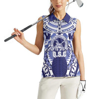 Personalised Tonga Queen Salote College Women Sleeveless Polo Shirt Centenary Navy Version