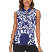 Personalised Tonga Queen Salote College Women Sleeveless Polo Shirt Centenary Navy Version