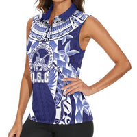 Personalised Tonga Queen Salote College Women Sleeveless Polo Shirt Centenary Navy Version